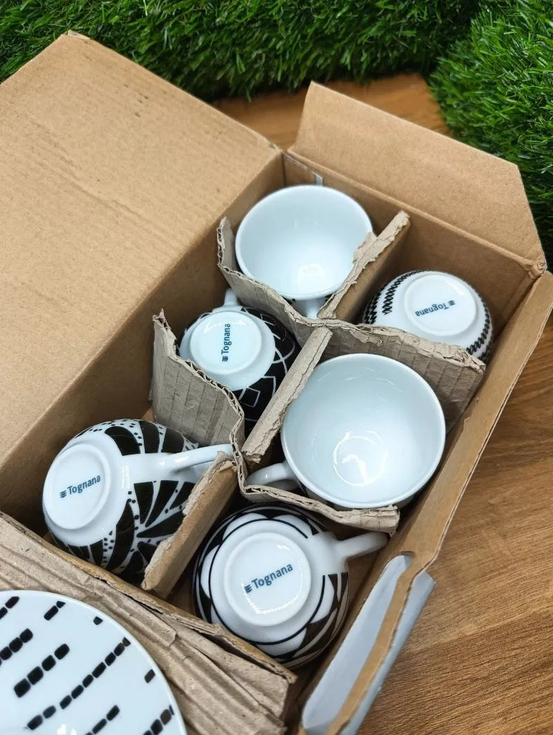 Juego de 6 tazas de café con plato