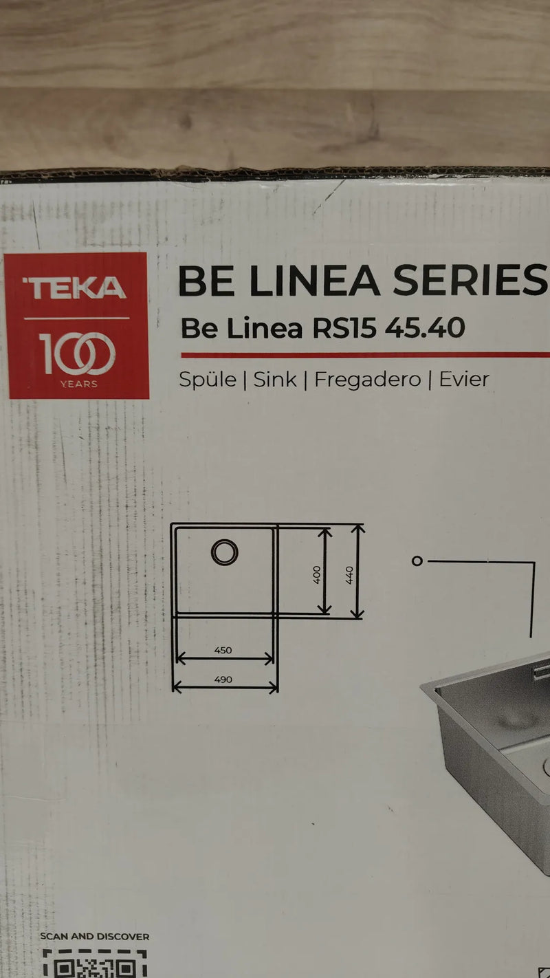 Fregadero Bajo Encimera 1 Cubeta Acero Inox 18/10, Radio R15 TEKA
