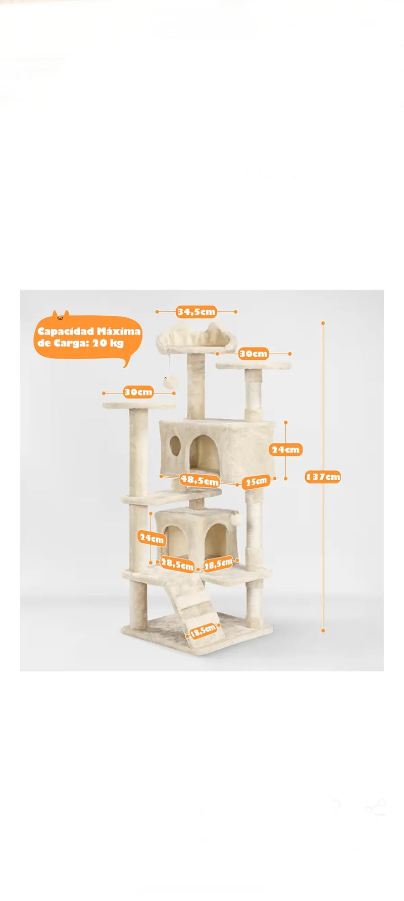 Árbol rascador para gatos beige - Yaheetech