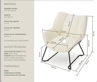Sillón acolchado crema