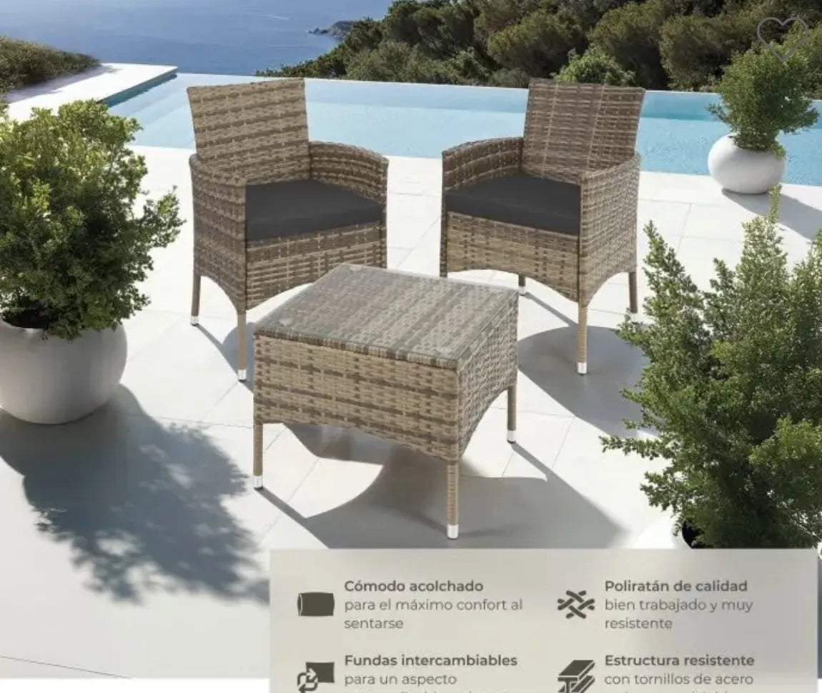 Conjunto jardín de ratan