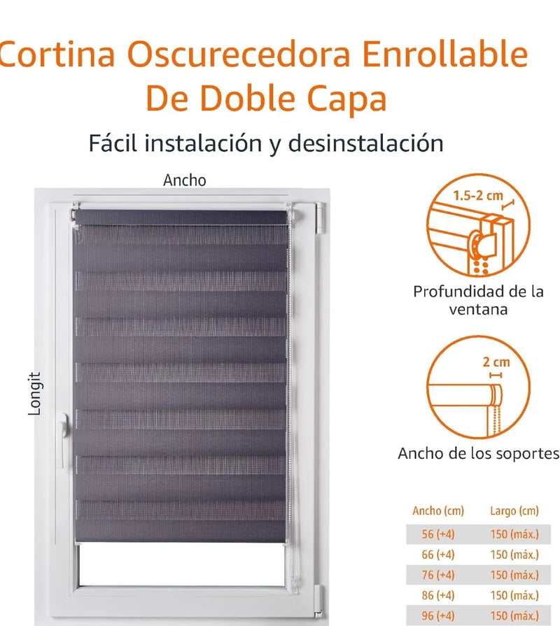 Estor enrollable de doble capa - Amazon basics
