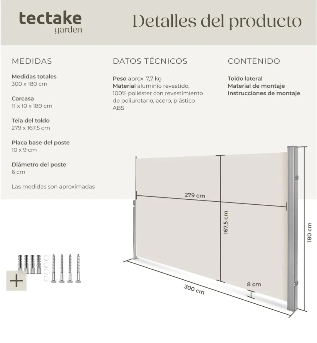 Toldo lateral retráctil separador