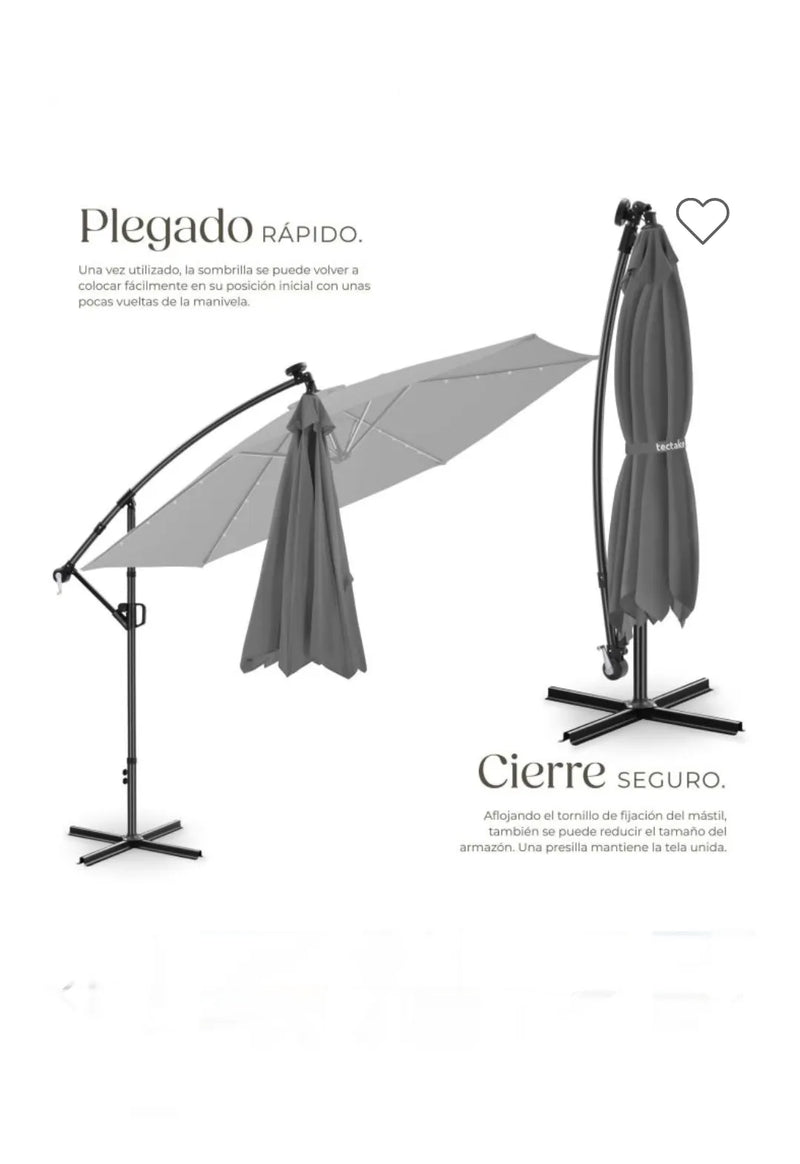 Parasol de brazo articulado ARTEMIS gris