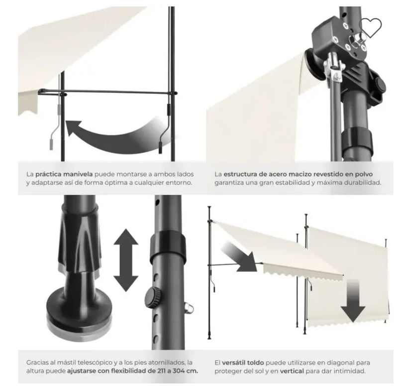 Toldo plegable para balcón