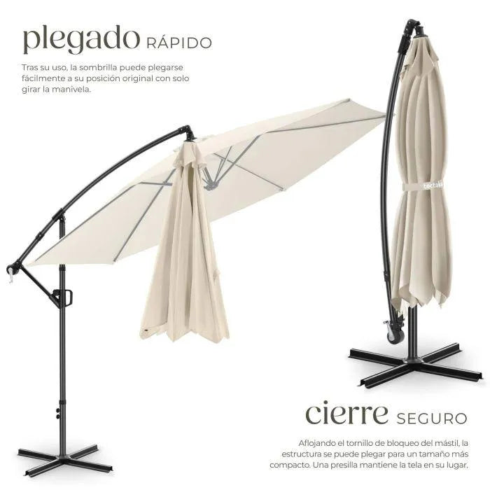 Parasol de brazo articulado beige
