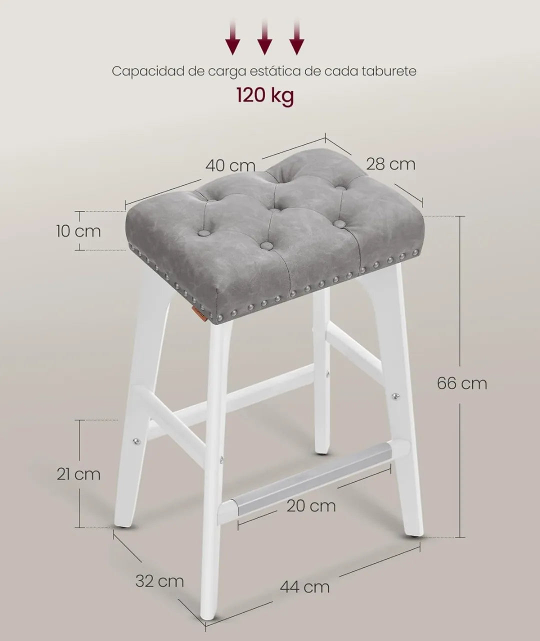 Juego de 2 taburetes de bar