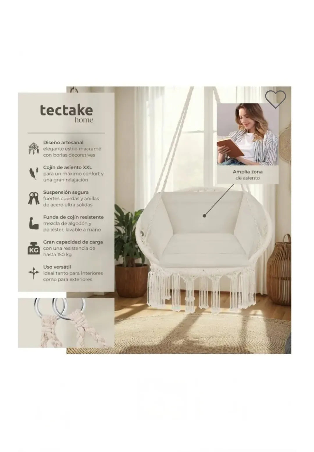 Silla colgante GRACIA beige