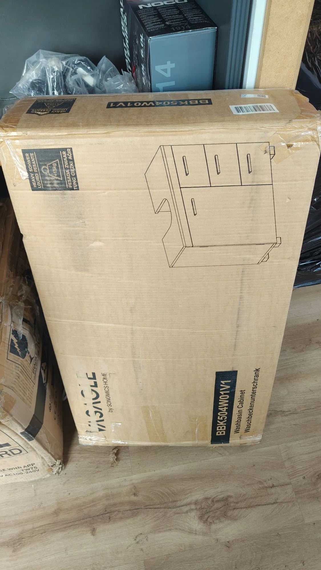 Mueble Bajo Lavabo, Armario de Baño, 3 Cajones, 2 Compartimentos