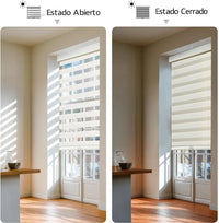 Estor enrollable de doble capa morado