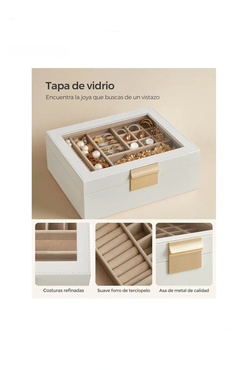 Joyero de 2 niveles con bandeja extraíble