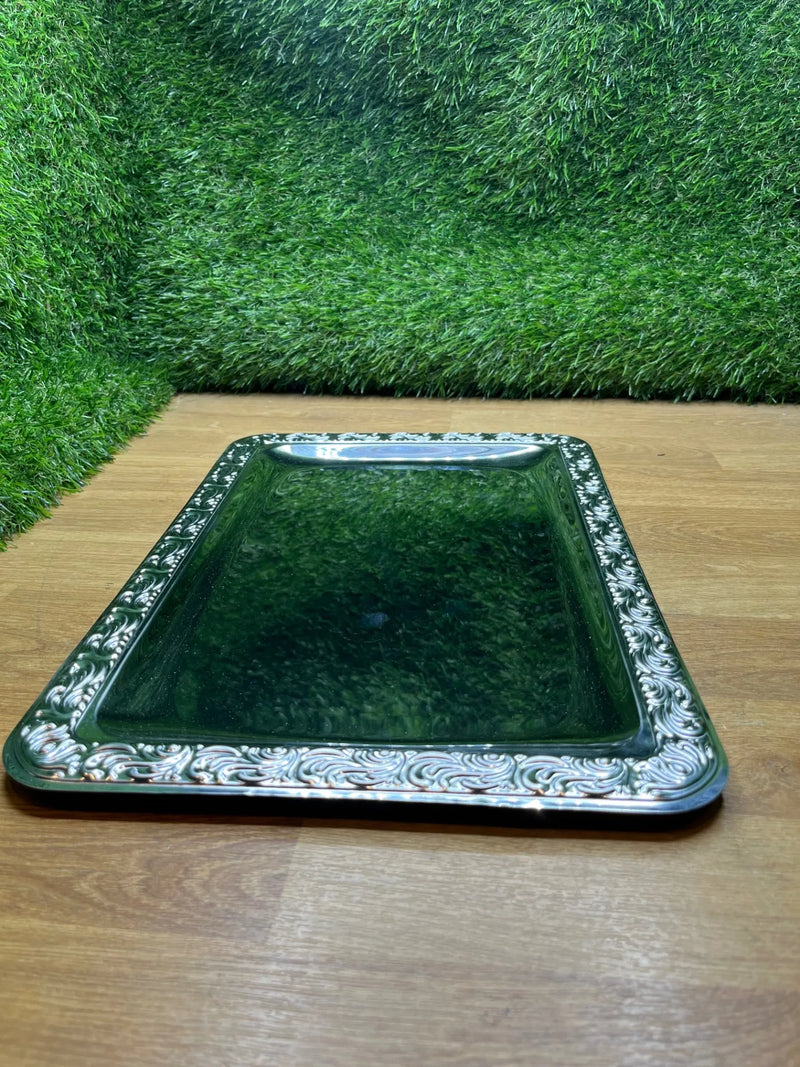 Bandeja de acero inoxidable con borde decorativo APS