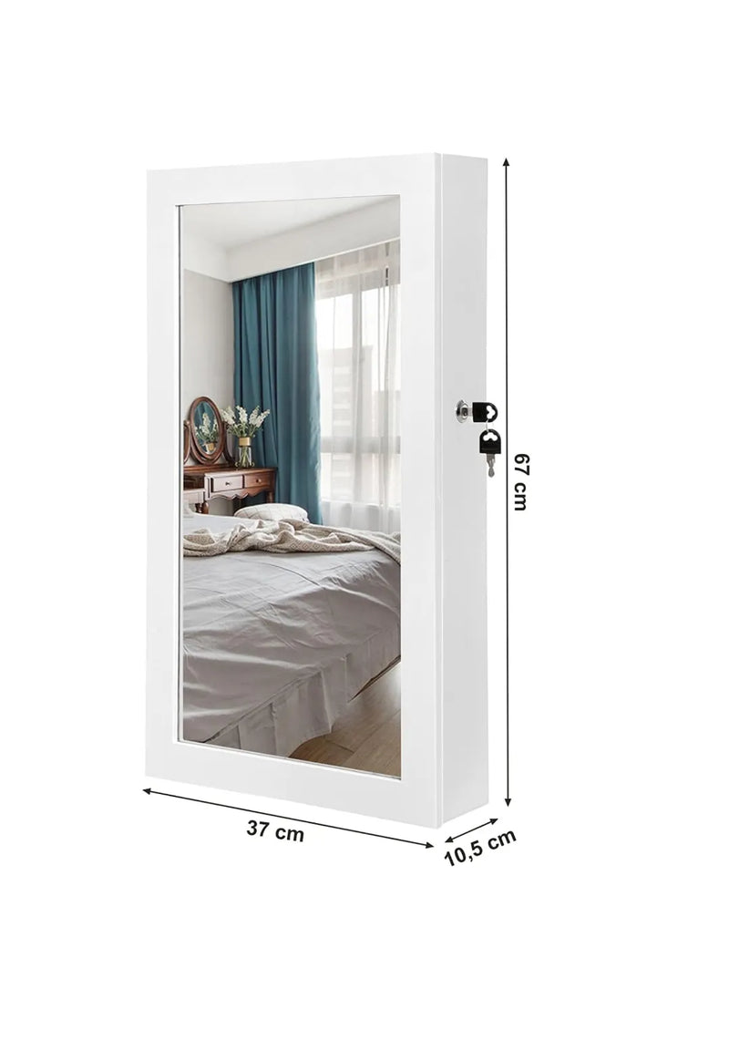Armario Joyero de Pared, Armario de Joyas con Espejo