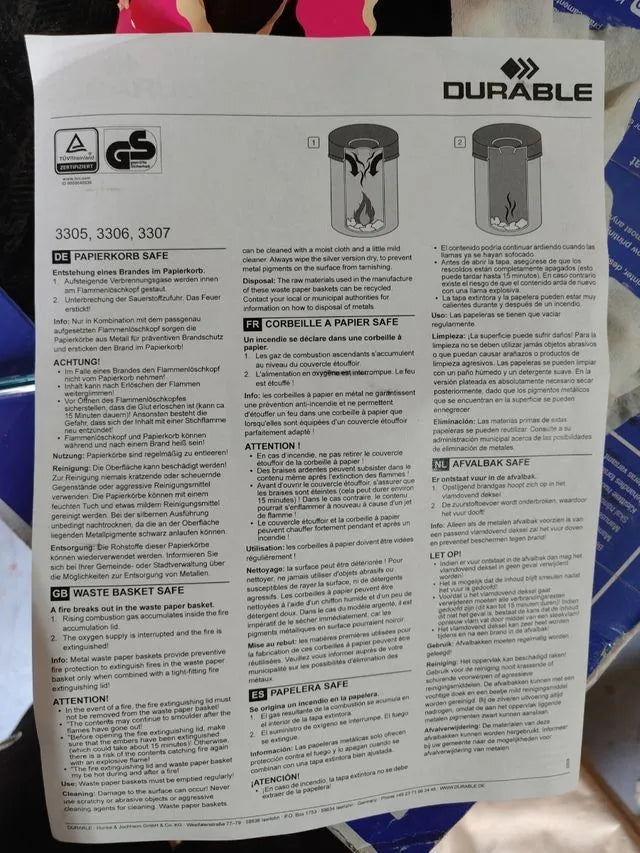 Papelera metálica con cenicero redonda 60L