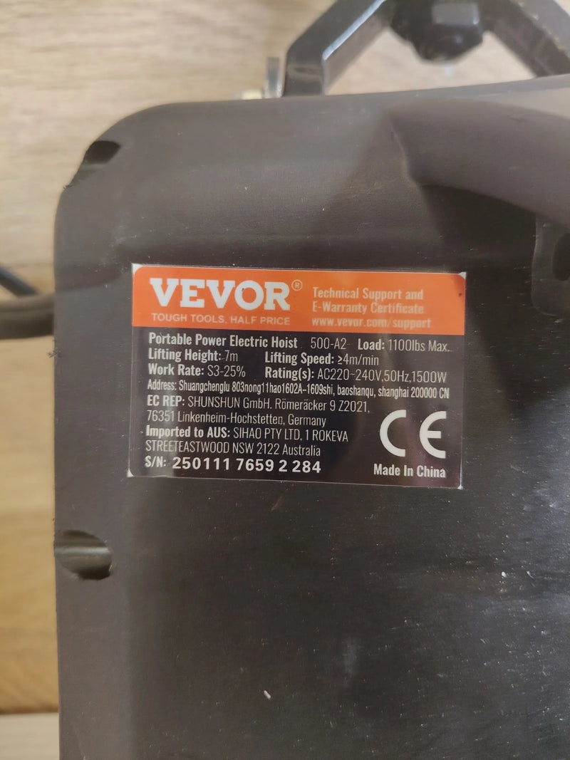 Polipasto Eléctrico 1500W - VEVOR