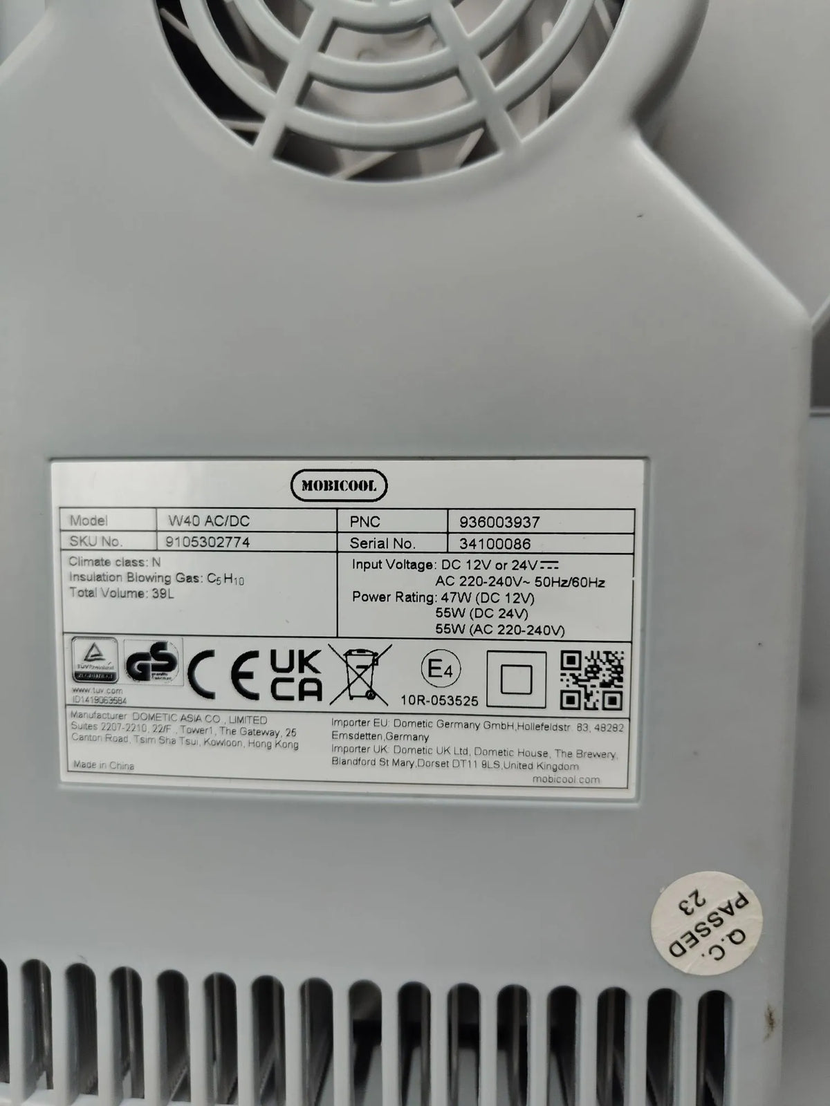 Nevera eléctrica portátil 39 litros - Mobicool