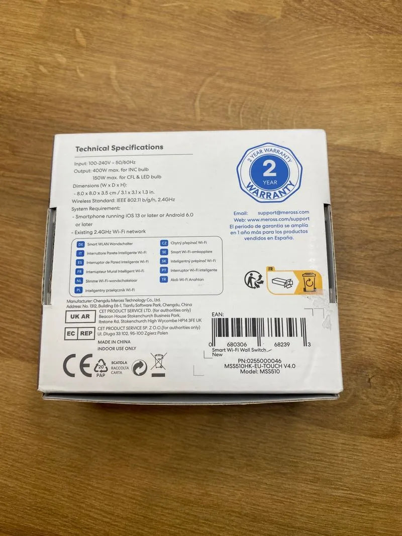 Meross Interruptor de Pared Táctil Wi-Fi