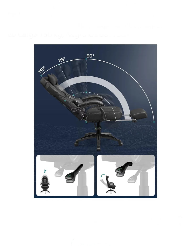 Silla Gaming, Silla de Oficina, Ordenador, Diseño Ergonómico, con Reposapiés