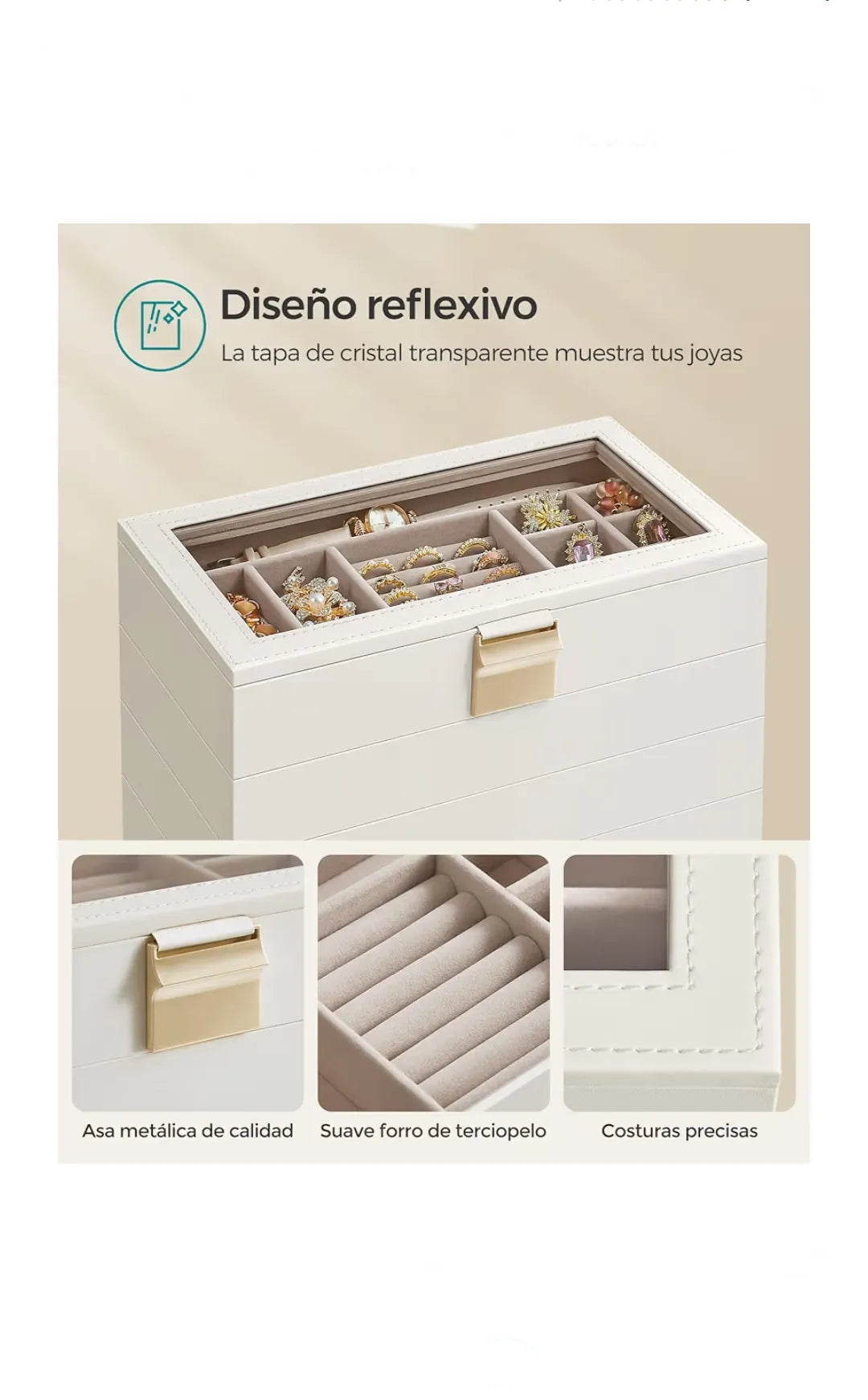 Caja Joyero Apilable, Caja de Joyas de 6 Capas Grande