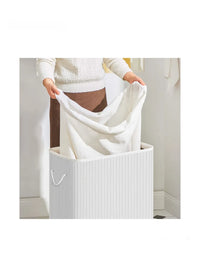 Cesto de ropa, 100 L, con tapa, de bambú