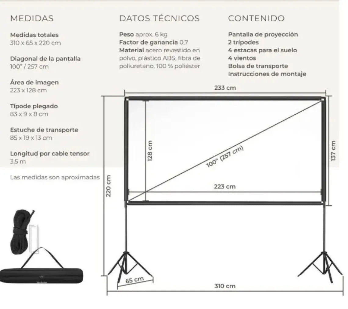Pantalla para proyector portátil