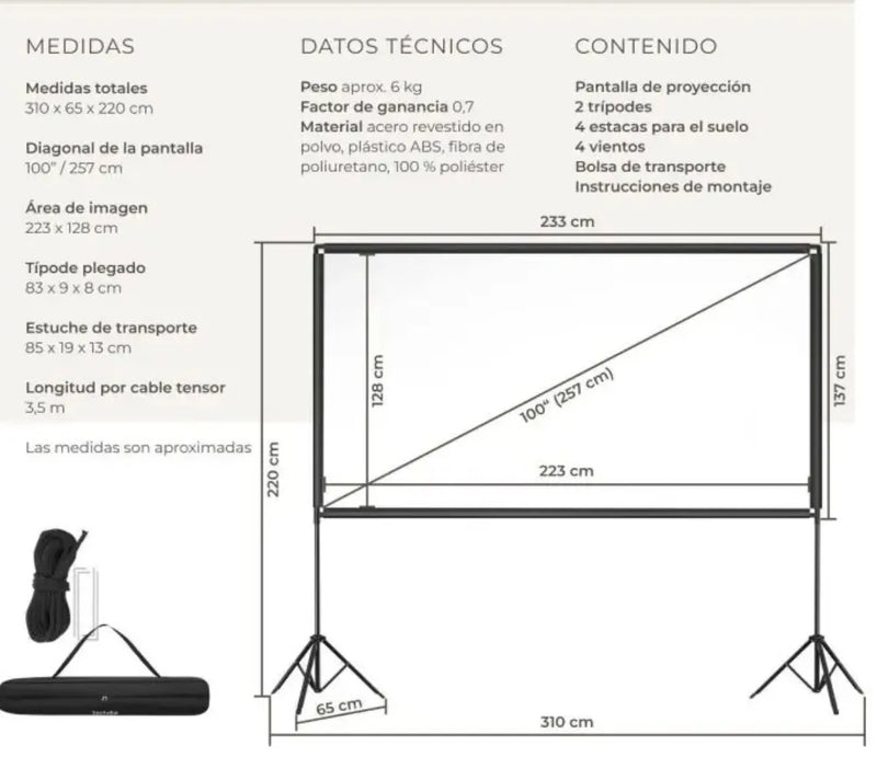 Pantalla para proyector portátil