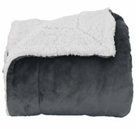 Manta reversible gris oscuro con lana