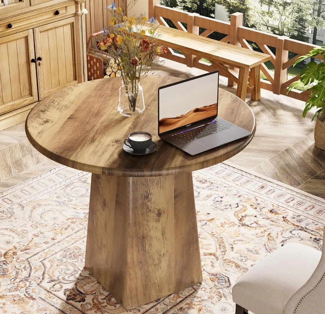 Mesa de comedor redonda rustica - Tribesigns