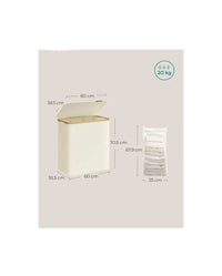 Cesto de ropa con tapa, 3 compartimentos, 150 L,