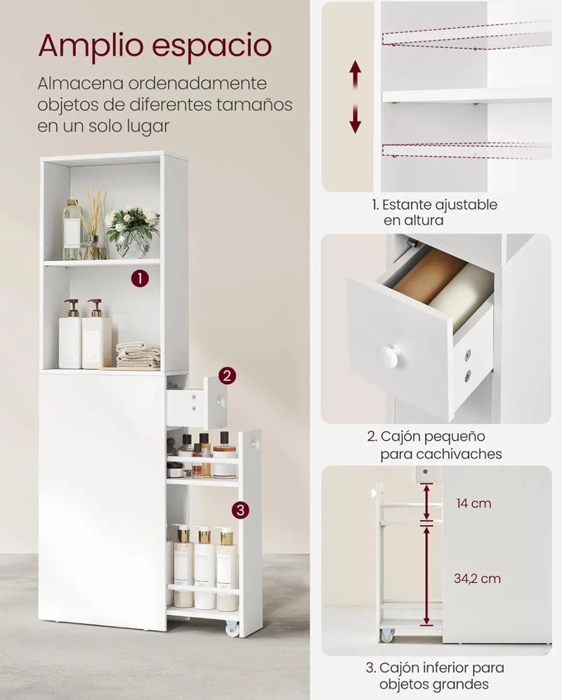 Armario de baño alto con cajones - Vasagle