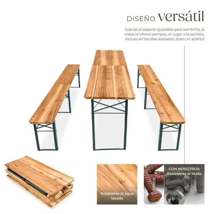 Juego de bancos y mesa para jardín