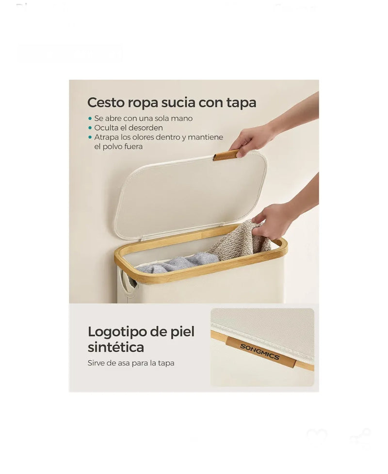 Cesto de Ropa Sucia con Tapa, Cesta Ropa Sucia Delgada