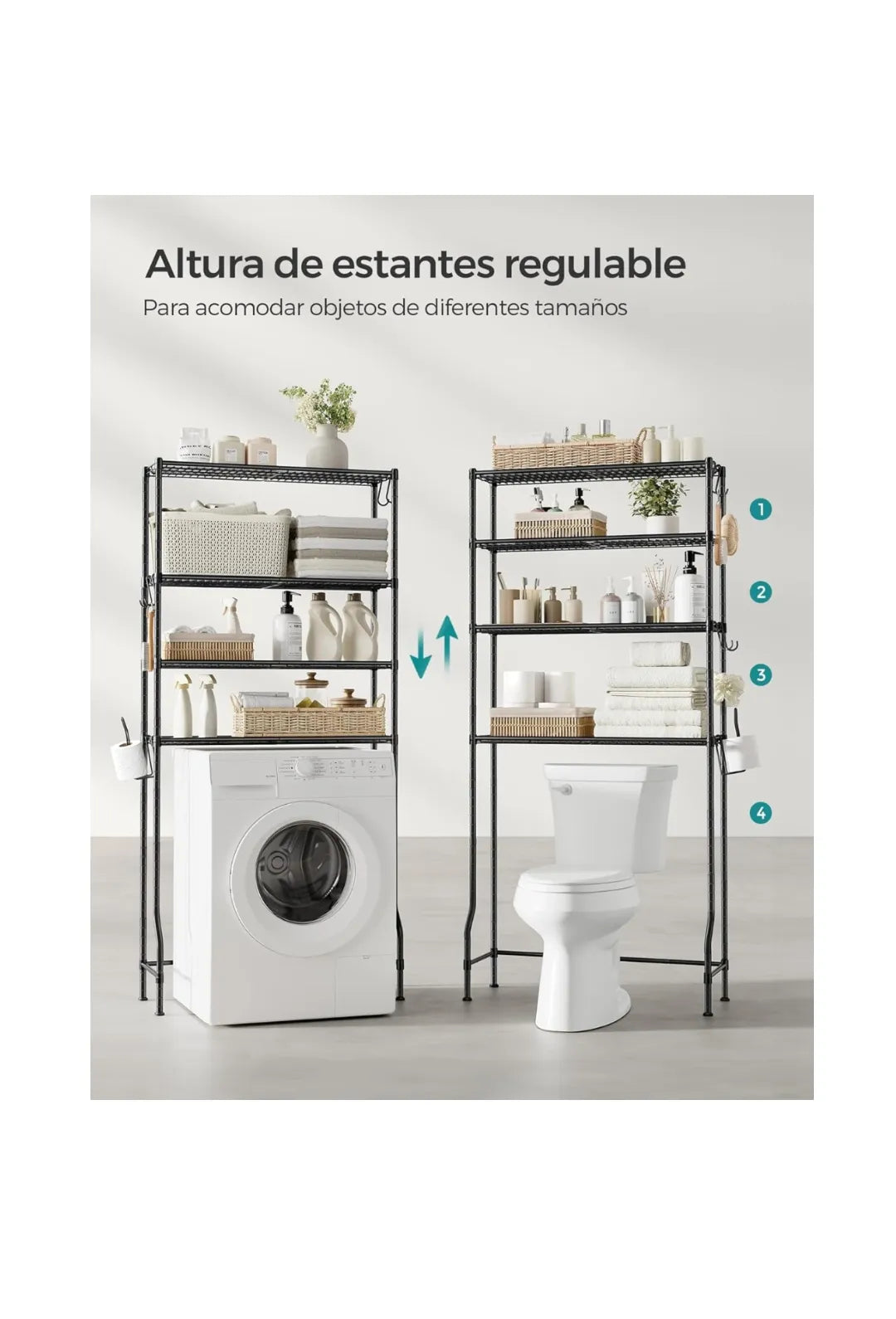 Estantería de Inodoro de 4 Estantes