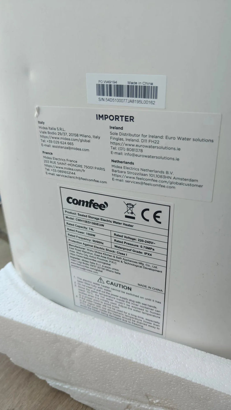 Calentador Eléctrico de Pared de 80L