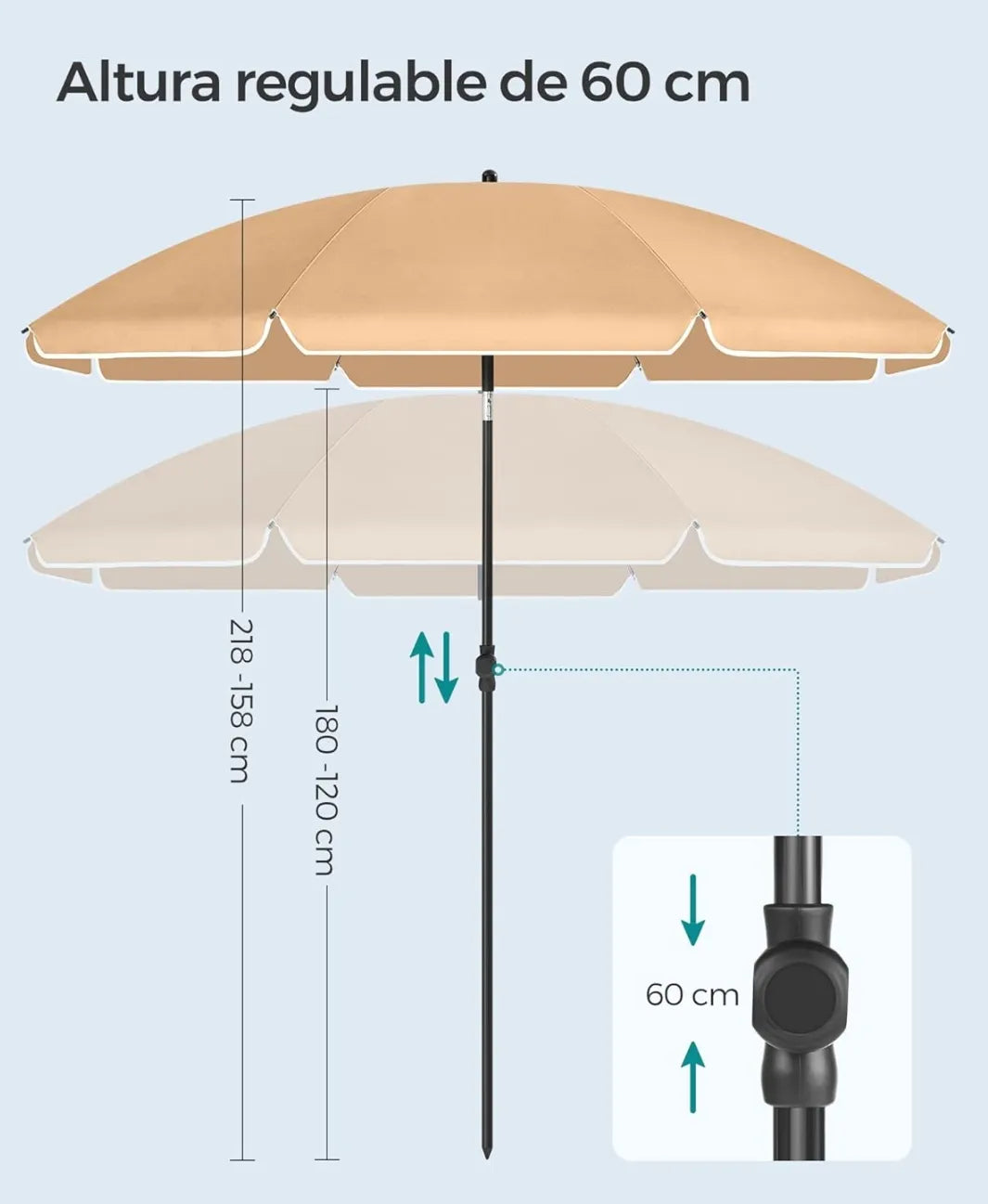 Sombrilla de 200cm bidireccional - Songmics