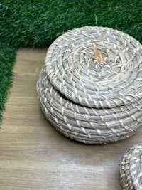 Cesta de Mimbre Redonda con Tapa para Estante