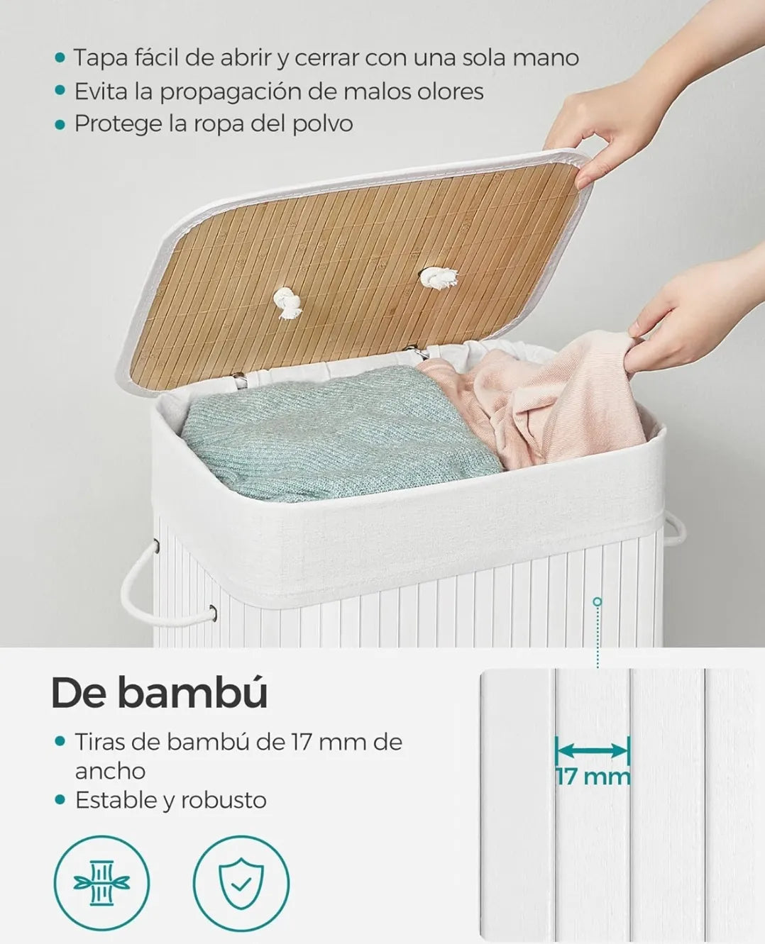Cesto de la ropa con tapa 72L