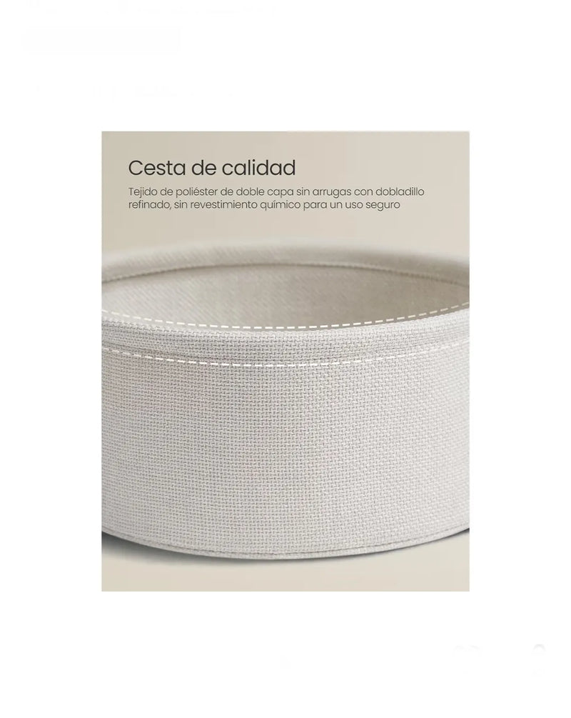 Mesa Auxiliar, Mesa Lateral Redonda con Cesta de Tela,