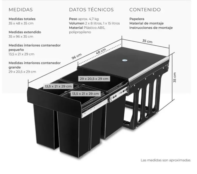 Cubo de basura extraible