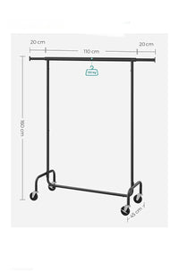 Perchero con ruedas, barra extensible