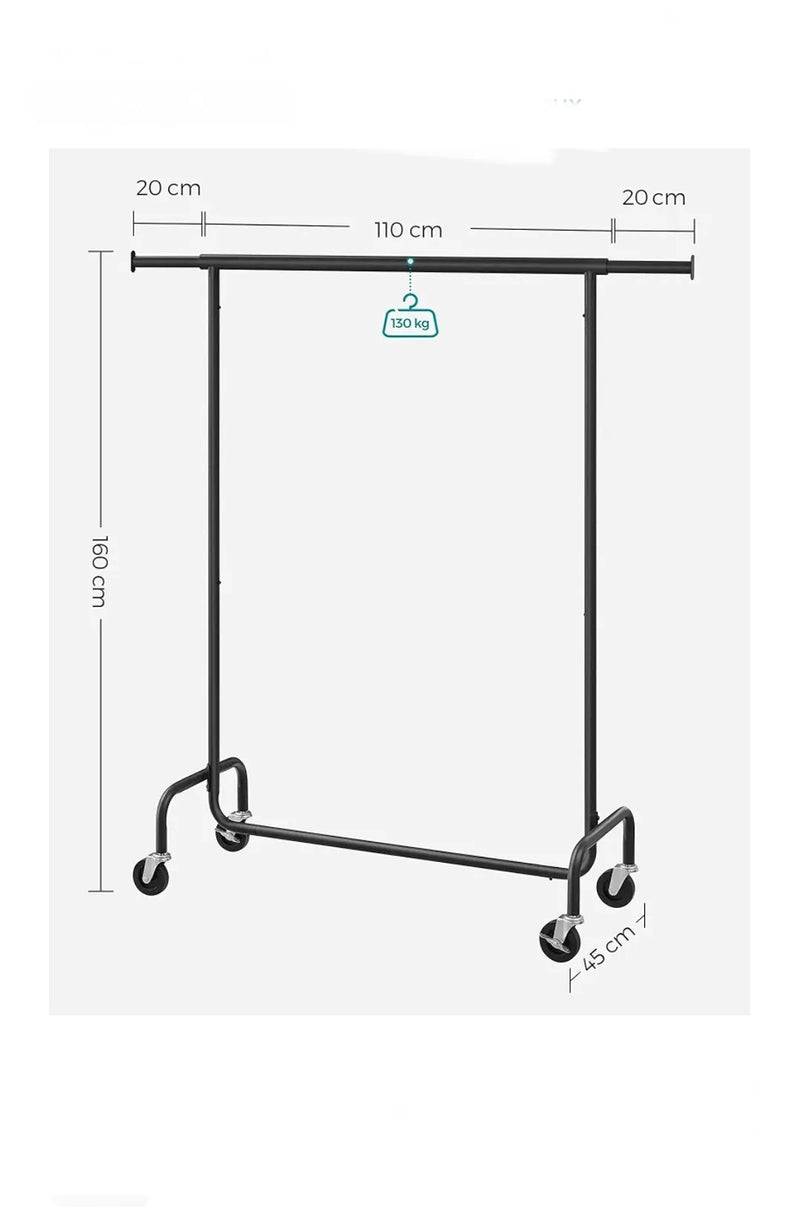 Perchero con ruedas, barra extensible