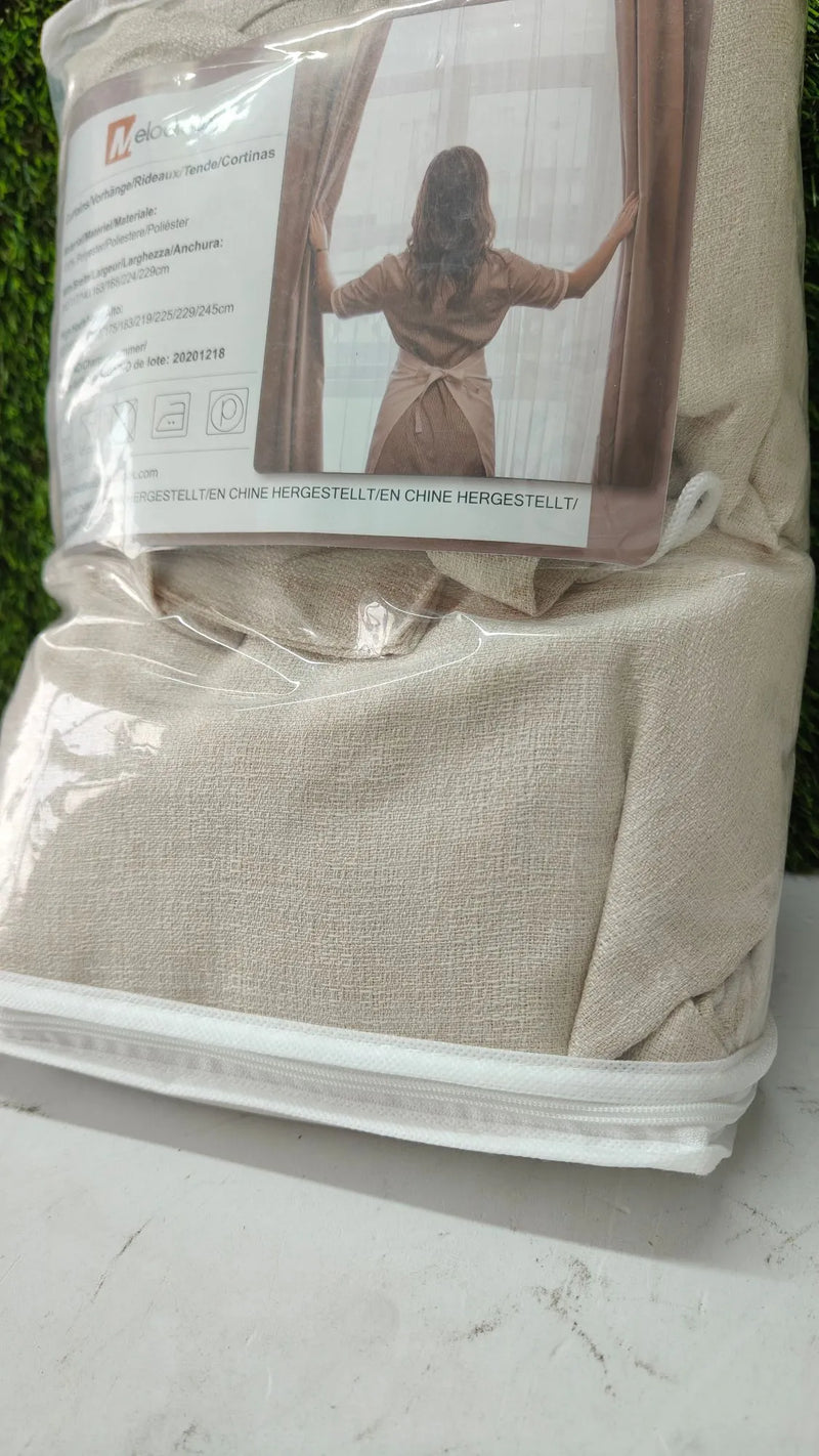 Cortinas Visillos Beige para Salón Cortinas Dormitorio 2 Piezas