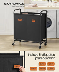 Cesto de Ropa con Ruedas, 2 compartimentos