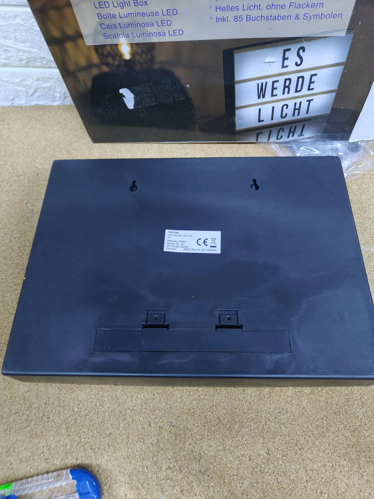 Caja de luz LED con letras