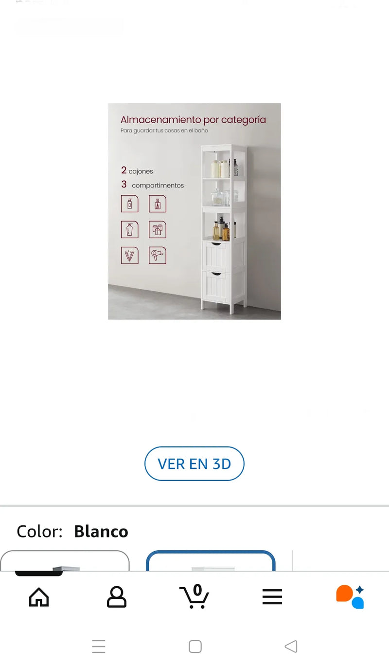 Mueble de Baño, Armario Independiente, Cómoda de 2 Cajones