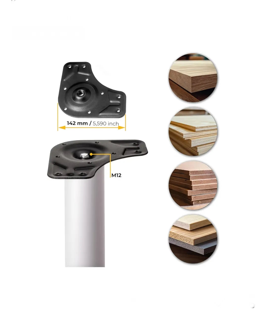Patas de Mesa Regulables Ø60x830mm