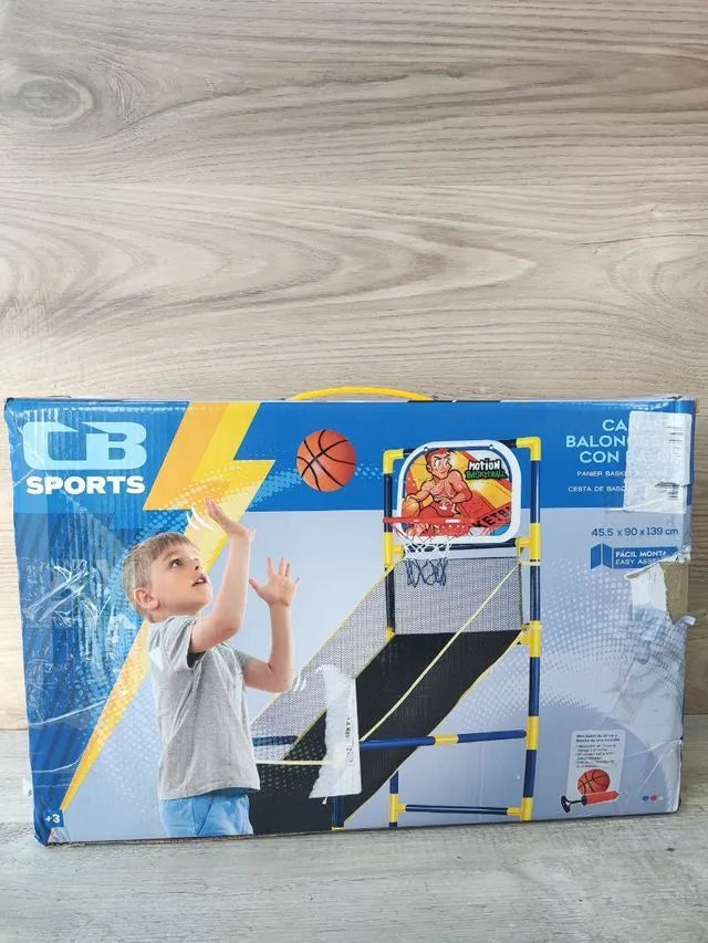 Canasta baloncesto con recogepelotas