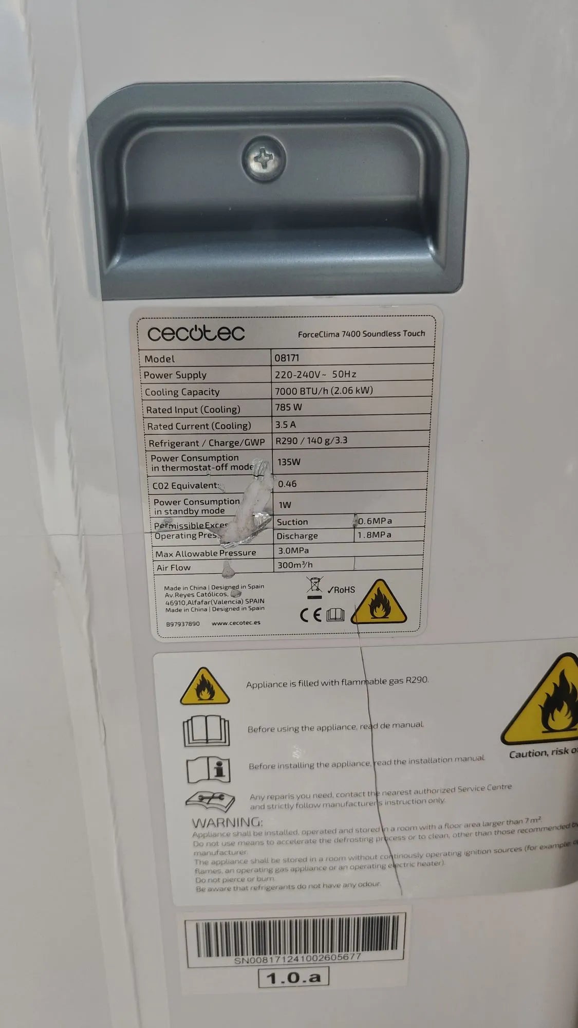 Aire acondicionado portátil de 7000 BTU