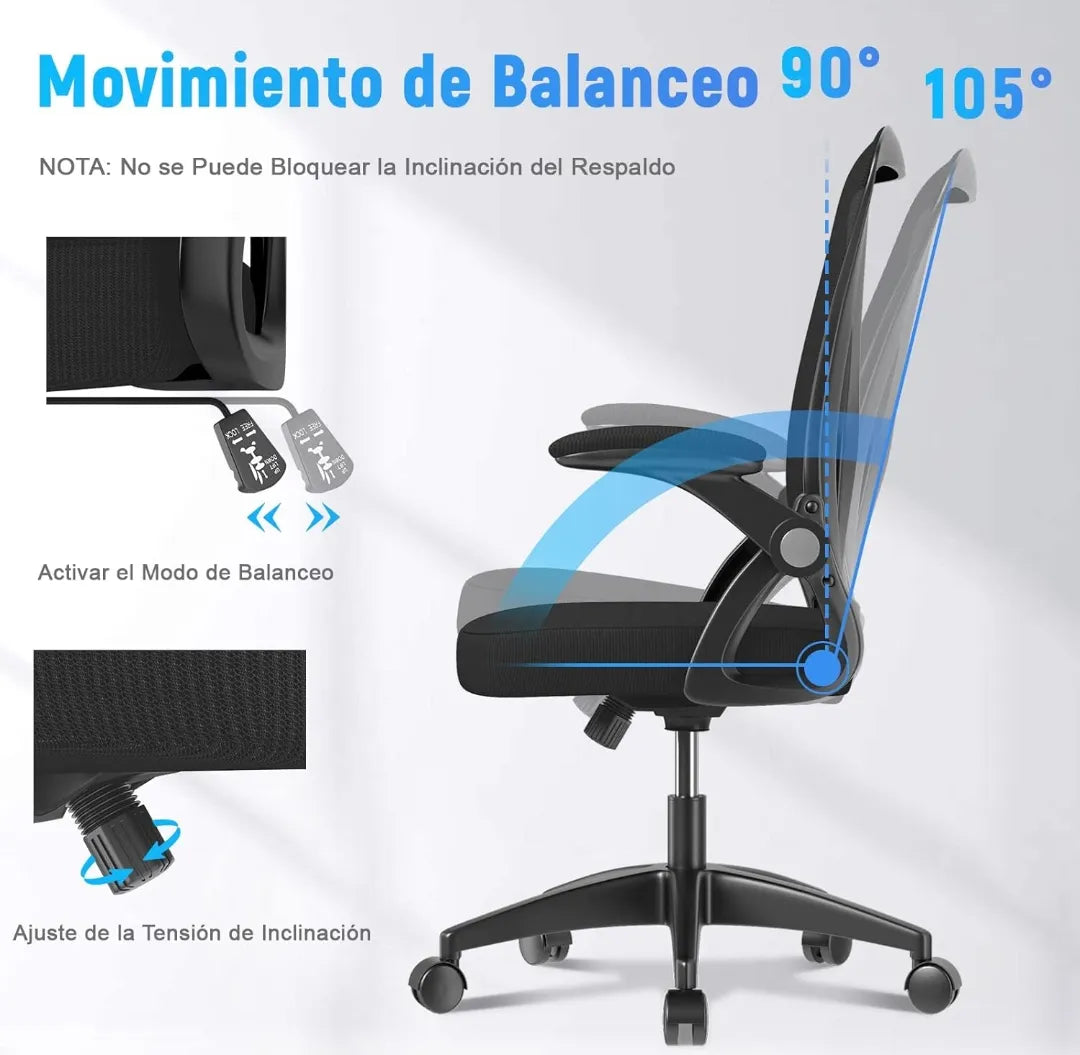 Silla de escritorio ergonómica ajustable - Naspaluro