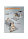Caja de Arena de Acero Inoxidable para Gatos con Tapa Abatible
